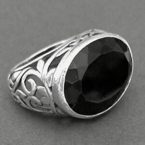 Silpada Black Stone Ornate Sterling Ring